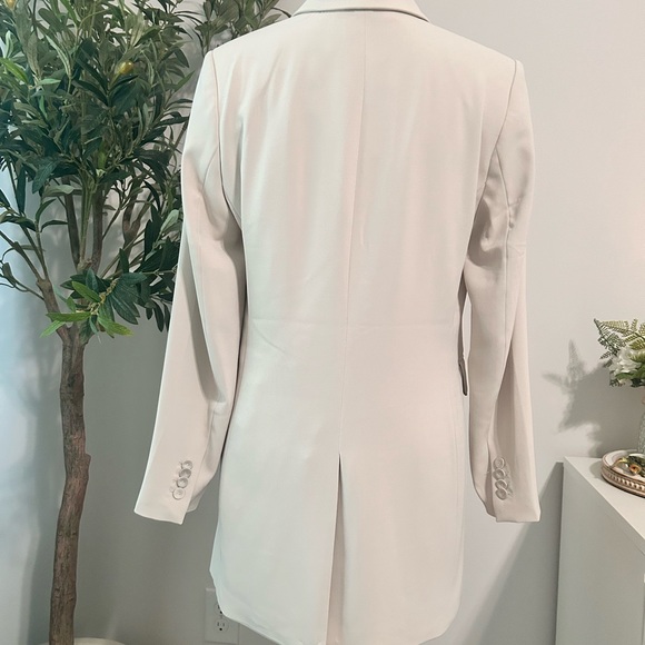 H&M Women's Blazer Ivory Jacket Size US S 4/6. Sleeve Workwear open lined - Picture 6 of 12